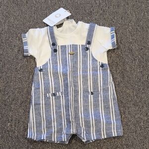 Mayoral Striped Blue and White Overalls